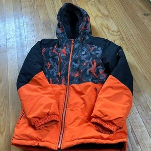 Gusti size 12 snow/ski jacket orange, gray, and black